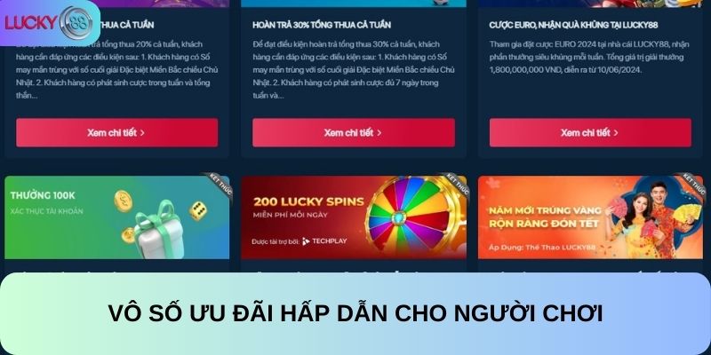 Sự kiện ưu đãi diễn ra liên tục tại trang chủ của LUCKY88